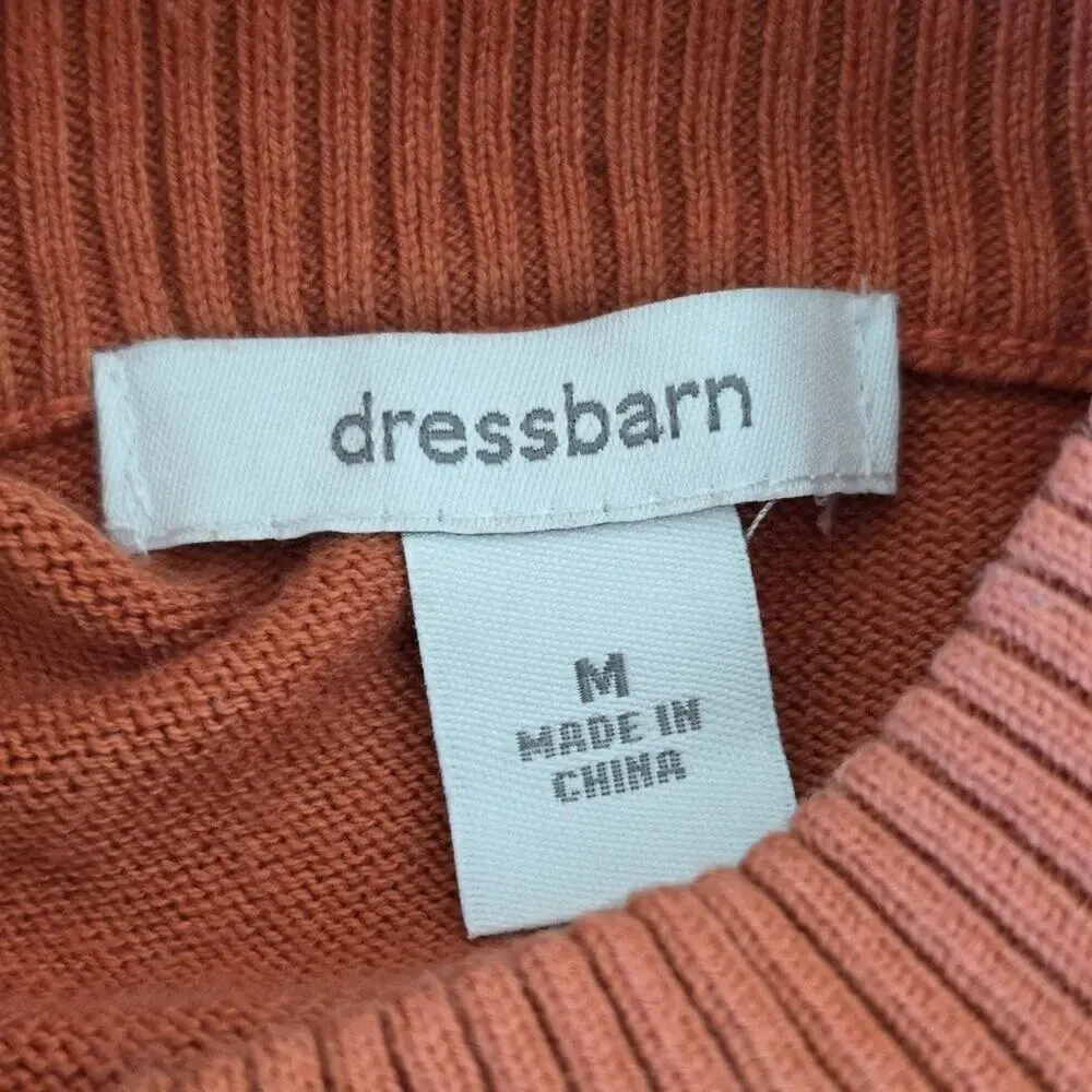 Dressbarn Rust Mock Neck Sweater Womens Size M Ribbed Pullover Burnt Orange